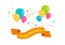 Birthday greeting ribbon bunch balloon flat vector