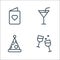 birthday line icons. linear set. quality vector line set such as toast, party hat, cocktail