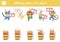 Birthday matching activity for children. Fun puzzle with cute animals in party hats and cakes with candles. Holiday celebration