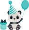 Birthday panda in blue