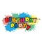 Birthday party colorful typography, flat design, vector