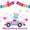 Birthday party postcard background template with bunny
