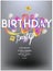 Birthday party poster with levitating gift bockes, ribbons and garlands.