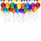 Birthday party vector background - colorful festive balloons, confetti, ribbons flying for celebrations card in isolated