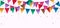 Birthday pennants vector design. Colorful pennant, streamer and banner hanging in empty space background.