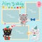 Birthday Photo Frames With Cute Cats. Decorative Template For Baby, Family Or Memories. Scrapbook Vector Illustration.