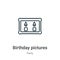 Birthday pictures outline vector icon. Thin line black birthday pictures icon, flat vector simple element illustration from
