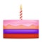 Birthday piece cake icon, realistic style