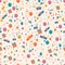 Birthday seamless pattern with flowers and balloons, Ice Cream gifts, Confetti.
