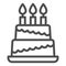 Birthday storey cake line icon, Birthday cupcake concept, Two tiered cake sign on white background, dessert with