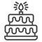 Birthday storey cake line icon, Birthday cupcake concept, Two tiered cake sign on white background, dessert with