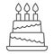 Birthday storey cake thin line icon, Birthday cupcake concept, Two tiered cake sign on white background, dessert with