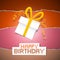 Birthday Torn Paper Retro Background with Gift Box