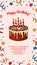 Birthday vertical greeting card. Poster with hand drawn elements. Celebration social media stories template. Vector illustration