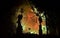 BIRZEBBUGA, MALTA - Aug 01, 2015: Ground fireworks display, mechanised fire display on metal frame during the village feasts in