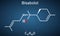Bisabolol, alpha-Bisabolol, levomenol molecule. Structural chemical formula on the dark blue background.