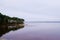 Biscarrosse lake wild coast water in cloudy winter day