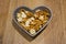Biscuit bread in ceramic heart bowl