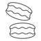Biscuit thin line icon. Coconut or ground almonds cookie, macarons symbol, outline style pictogram on white background