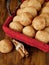 Biscuits with cinnamon in a wicker basket