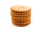 BISCUITS - A stack of delicious wheat round biscuits isolated on