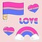 Bisexual, LGBT flag, rainbow, love, hearts, kawai, cute items.