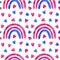Bisexual pride seamless pattern. LGBT art, rainbow clipart for bisex stickers, posters, cards.