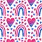 Bisexual pride seamless pattern. LGBT art, rainbow clipart for bisex stickers, posters, cards