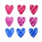 Bisexual pride - watercolor clipart with hearts. LGBTQ art, Rainbow clipart