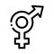 Bisexual sign icon vector outline illustration