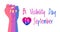 Bisexuality day concept vector. Hand is painted in bisexual pride colors. Heart with pink stripes and 23 September is written. Bi
