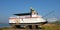 BISMARCK, NORTH DAKOTA - 3 OCT 2021: Lewis and Clark Riverboat in dry dock for the Winter, offers cruises on the Missouri River