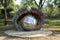 BISMARCK, NORTH DAKOTA - 3 OCT 2021: Reflections Sculpture in Steamboat Park. A spirit eagles wings engulf the earth to create