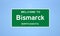 Bismarck, North Dakota city limit sign. Town sign from the USA.