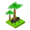 Bison icon isometric vector. Huge brown bison animal standing in green grass