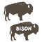 Bison icon silhouette with old grunge effect. Vector illustration isolated on white