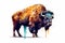 Bison in low poly style on a white background. 3d rendering generative ai