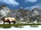 Bison in the mountain - 3D render