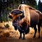 Bison wild animal living in nature, part of ecosystem