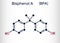Bisphenol A, BPA, C15H16O2 molecule. It is precursor to polycarbonate plastics and epoxy resins. Structural chemical formula