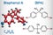 Bisphenol A BPA molecule. Structural chemical formula and molecule model