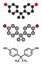 Bisphenol A (BPA) plastic pollutant molecule. Chemical often present in polycarbonate plastics, has estrogen disrupting effects