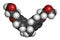 Bisphenol A diglycidyl ether (BADGE, DGEBA) epoxy glue constituent molecule. Atoms are represented as spheres with conventional