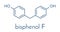 Bisphenol F BPF molecule. Alternative for bisphenol A BPA. Skeletal formula.