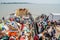 Bissau, Guinea Bissau - December 06, 2013: Old ferry being loaded in Bissau harbor, journey to Bubaque, Bijagos Islands