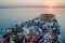 Bissau, Guinea Bissau - December 06, 2013: Old ferry heavily loaded on journey to Bubaque from Bissau, Bijagos Islands