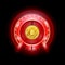 Bit coin round abstract shiny red speedometer with arrows and indicators