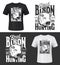 Bit trophy bison hunting retro t-shirt prints