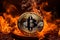 Bitcoin ablaze, depicting financial loss amidst cryptocurrency market volatility