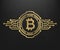 Bitcoin, abstract golden symbol of internet money. Digital Crypto currency symbol.